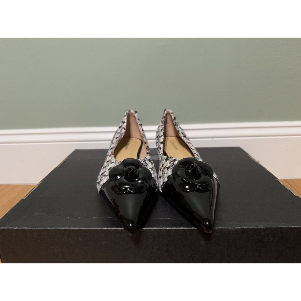 C.Paravano Women's Pointed Toe Tweed Designer Ballet Flats Leather Size 9.5 - Picture 3 of 6